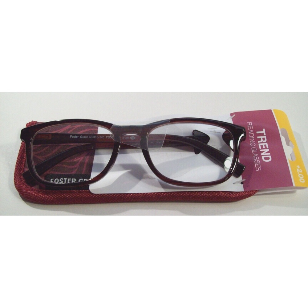 New Women's Foster Grant Trend Reading Glasses +2.00, Elana Win, Soft Case